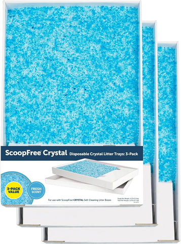 Scoopfree Crystal Cat Litter Tray Refills – Fresh Scent, 3-Pack – Disposable Tray – Includes Leak Protection & Low Tracking Litter – Absorbs Odors on Contact