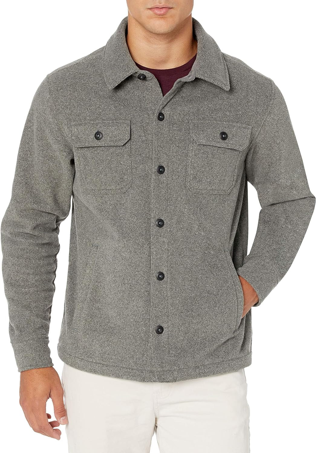 Men'S Long-Sleeve Polar Fleece Shirt Jacket