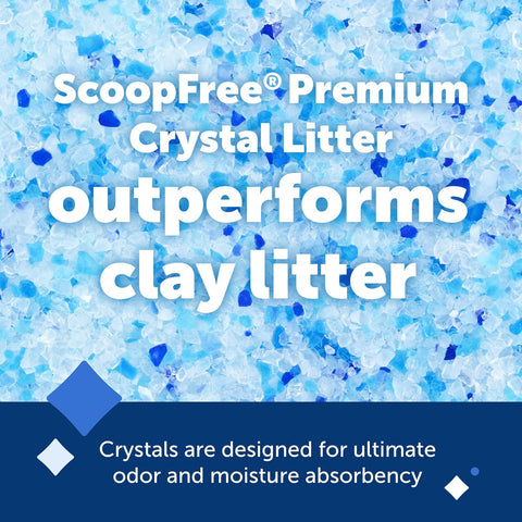 Scoopfree Premium Crystal Cat Litter - Outperforms Clay Litter - Less Tracking, Dust for a Fresh Home - Non-Clumping - Two 4.3 Lb Bags of Litter (8.6 Lb Total) - Original Blue