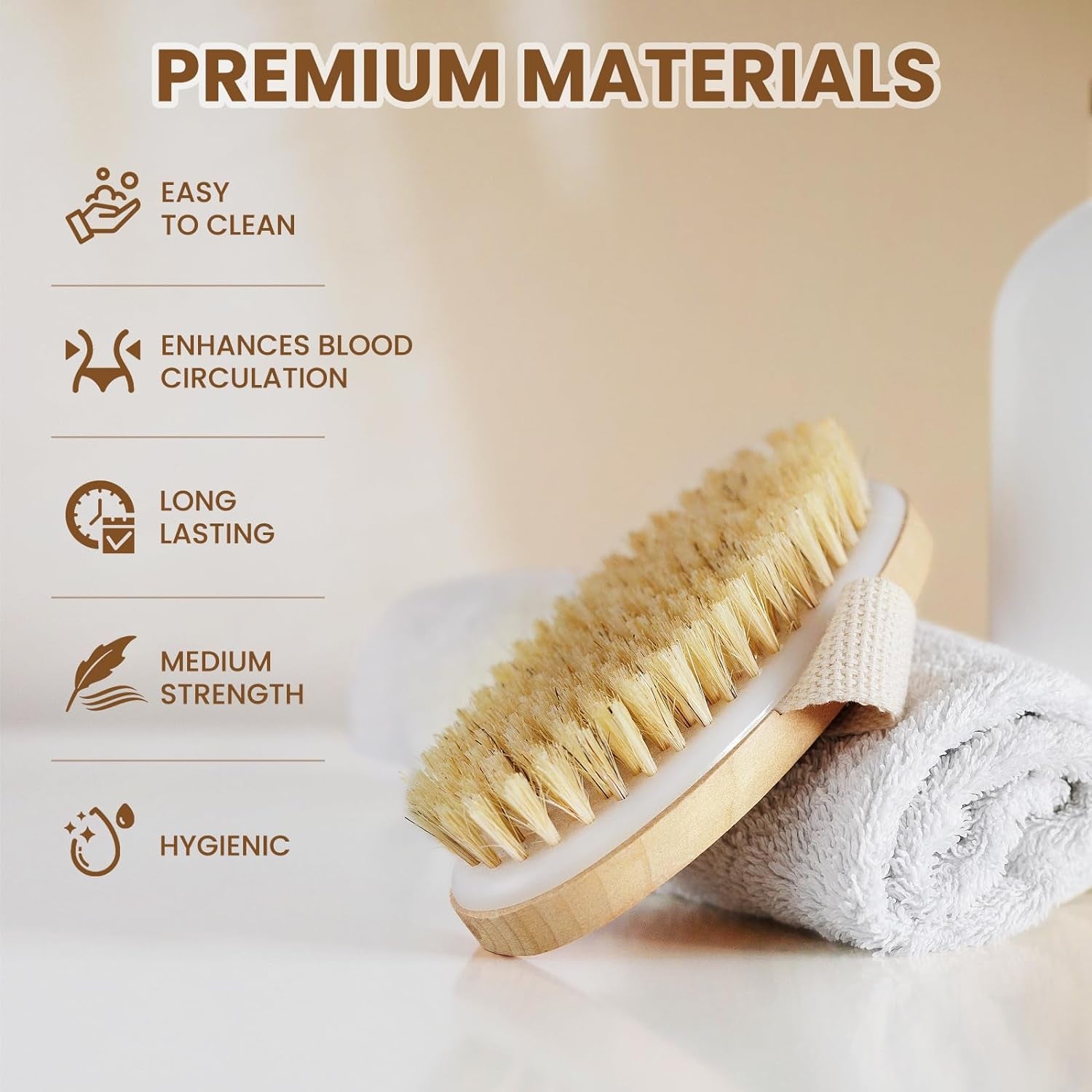 Dry Brushing Body Brush, Natural Bristle Dry Skin Exfoliating Brush Body Scrub for Flawless Skin, Cellulite Treatment, Lymphatic Drainage and Blood Circulation Improvement