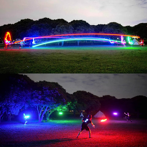 Flying Disc - 16 Million Color RGB or 36 or 360 Leds, Extremely Bright, Smart Modes, Auto Light Up, Rechargeable, Cool Fun Christmas, Birthday & Camping Gift for Men/Boys/Teens/Kids, 175G Frisbee