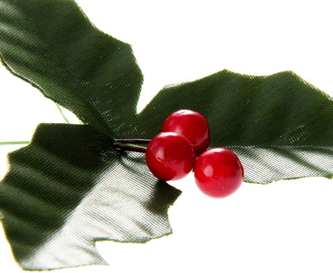 50 Pack Artificial Red Berry Stems and 50 Pack Green Leaves, Christmas Holly Berry Branches for Party Holiday Home Decoration and DIY Garland and Wreath Ornaments