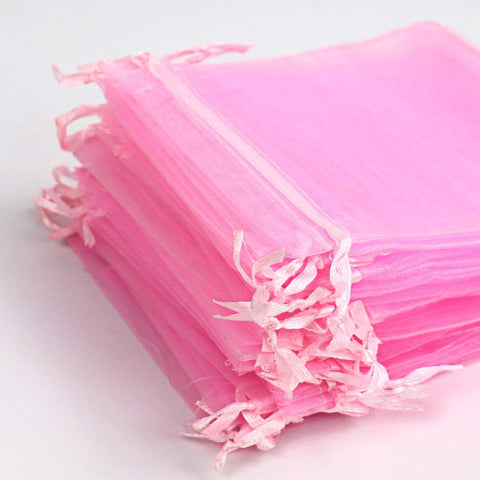 100Pcs Organza Bags 5X7 Inches Pink Organza Gift Bags Small Mesh Bags Drawstring Gift Bags Christmas Drawstring Organza Gift Bags (5X7 Inches Pink)