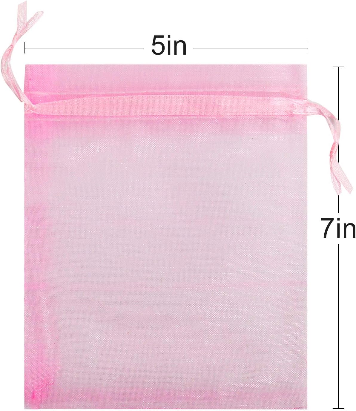 100Pcs Organza Bags 5X7 Inches Pink Organza Gift Bags Small Mesh Bags Drawstring Gift Bags Christmas Drawstring Organza Gift Bags (5X7 Inches Pink)