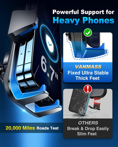 2024【65+LBS Strongest Suction & Military-Grade】 Newest Car Phone Mount【Patent & Safety】 Cell Phone Holder Truck Stand for Dashboard Windshield Vent for Iphone 15 Pro Max 14 Samsung, Blue