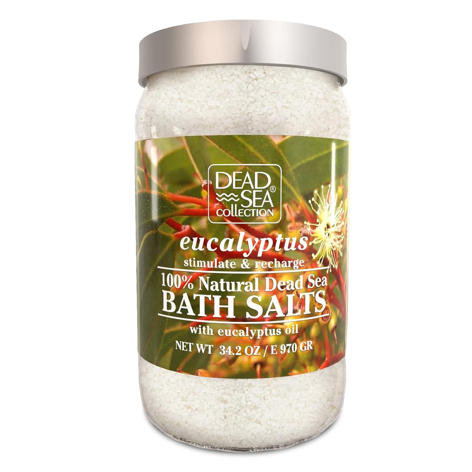 Bath Salts Enriched with Eucalyptus - Pure Salt for Bath - Large 34.2 OZ. - Nourishing Essential Body Care for Soothing and Relaxing Your Skin and Muscle