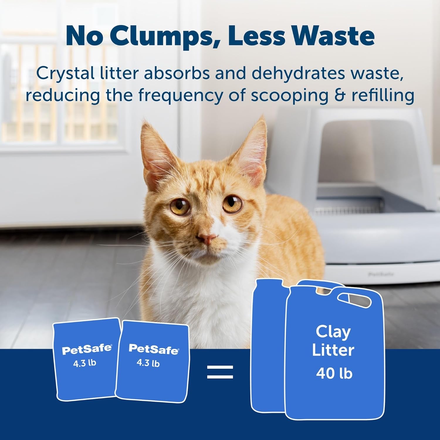 Scoopfree Premium Crystal Cat Litter - Outperforms Clay Litter - Less Tracking, Dust for a Fresh Home - Non-Clumping - Two 4.3 Lb Bags of Litter (8.6 Lb Total) - Original Blue