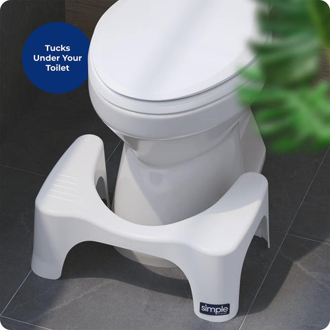 Simple Bathroom Toilet Stool, White, 7"