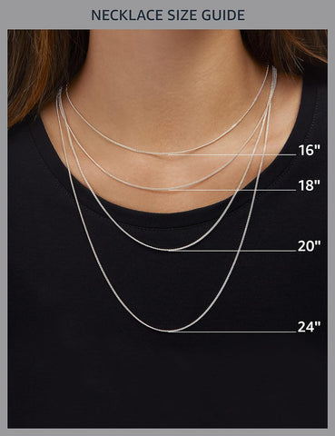 Sterling Silver Thin 0.8Mm Box Chain Necklace | Available in Yellow Gold or Silver | 16", 18", 20", 24", or 30" (Previously Amazon Collection)