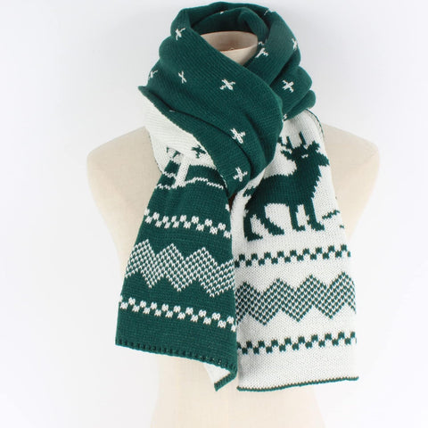 Unisex Christmas Reindeer Snowflake Scarf Fall Winter Warm Knit Long Scarf