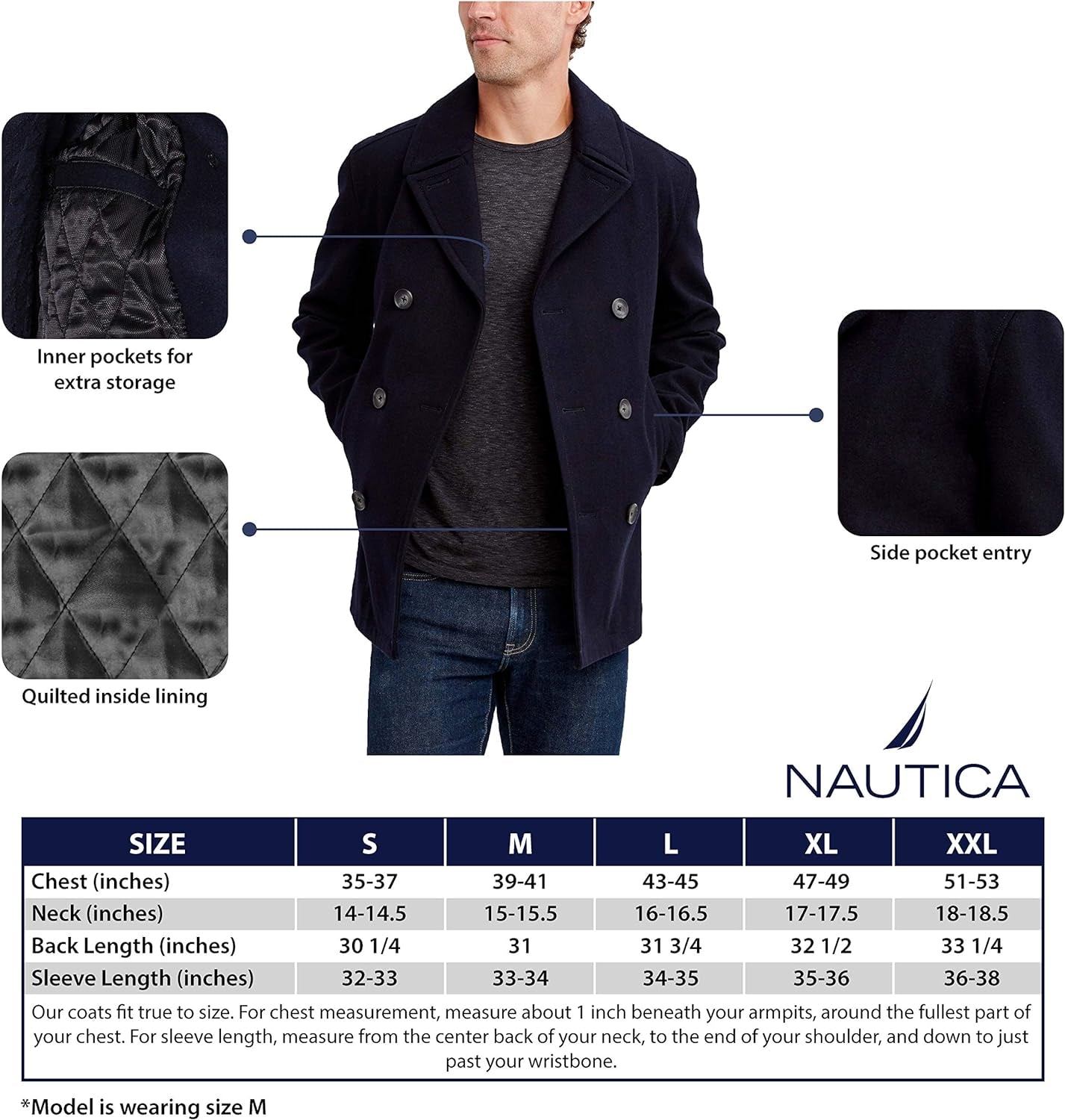 Men'S Classic Double Breasted Peacoat