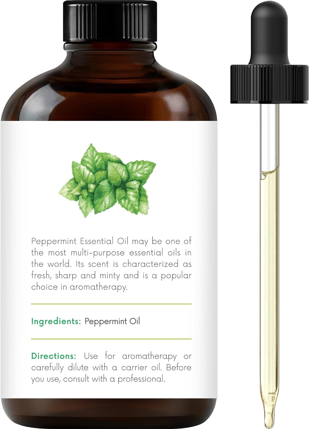 Peppermint Essential Oil - Huge 4 Fl Oz - 100% Pure and Natural - Premium Grade with Glass Dropper