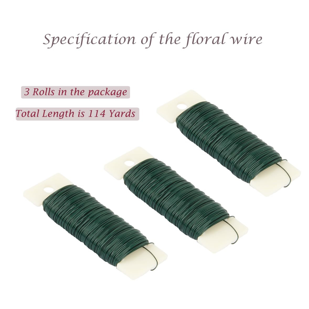 Floral Wire, 3 Pack Green Florist Stem Wire 114 Yards Flexible Paddle Wire for Crafts, Christmas Wreaths, Garland and Flower Arrangements