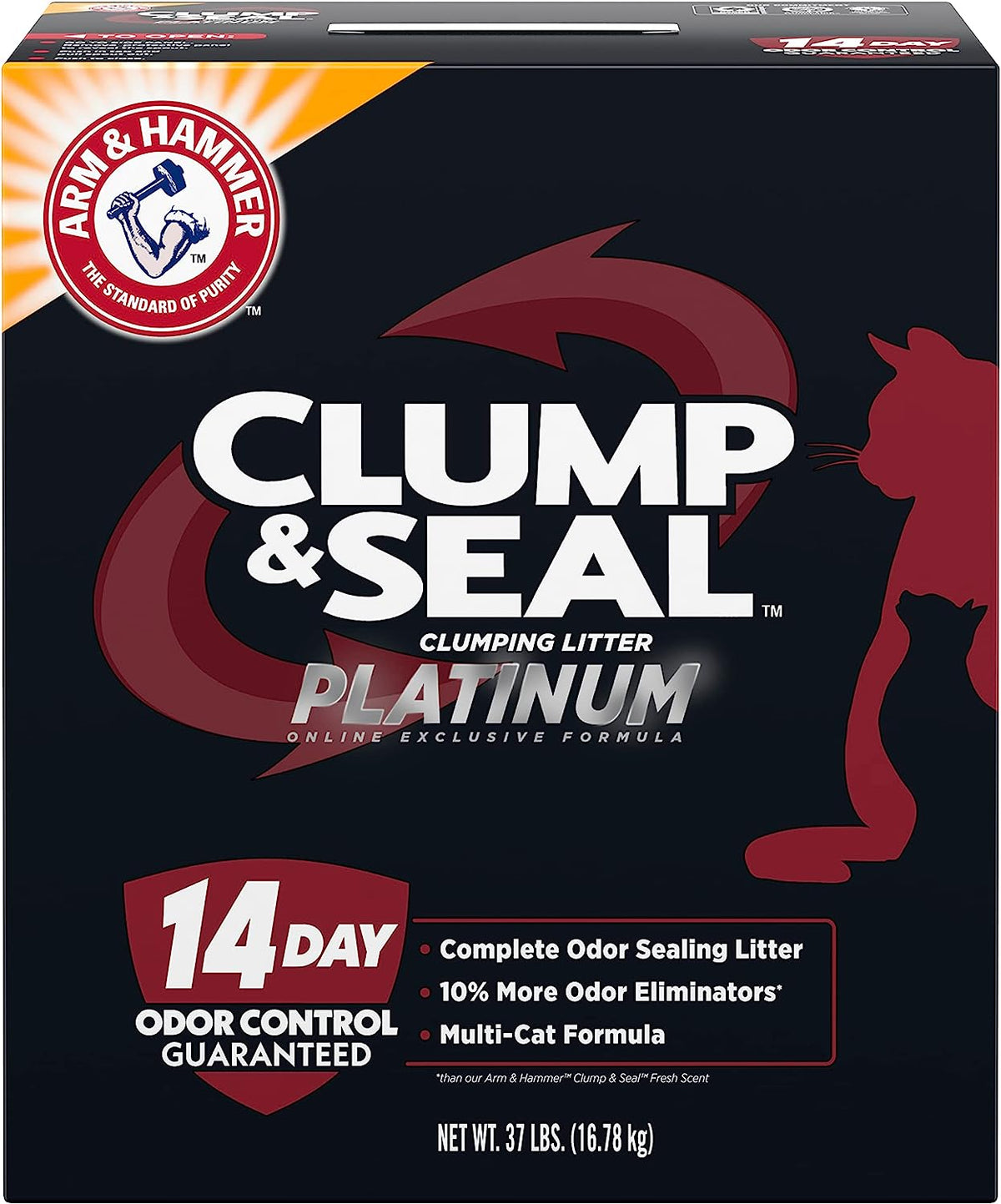 Clump & Seal Platinum Multi-Cat Complete Odor Sealing Clumping Cat Litter with 14 Days of Odor Control, 37 Lbs, Online Exclusive Formula