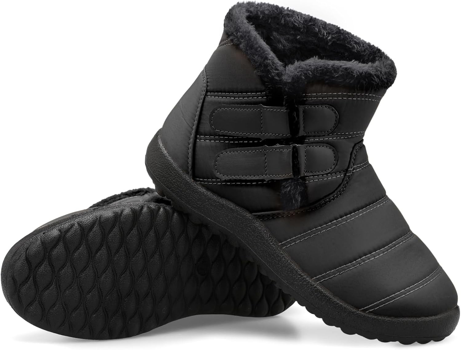 Mens Snow Boots Women Winter Anti-Slip Ankle Booties Waterproof Slip on Warm Fur Lined Sneaker