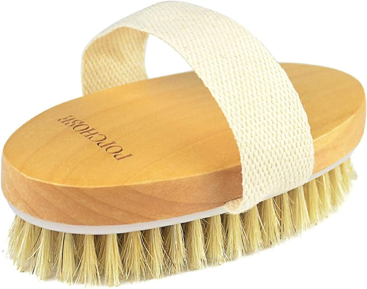 Dry Brushing Body Brush, Natural Bristle Dry Skin Exfoliating Brush Body Scrub for Flawless Skin, Cellulite Treatment, Lymphatic Drainage and Blood Circulation Improvement