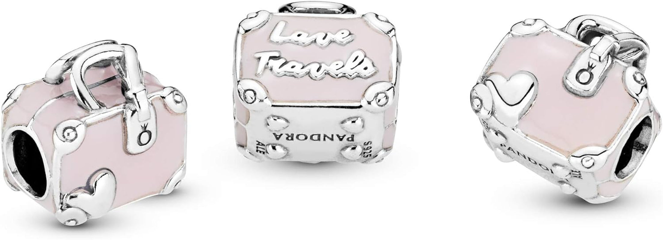 Pink Travel Bag Charm - Compatible Moments Bracelets - Jewelry for Women - Gift for Women in Your Life - Made with Sterling Silver & Enamel