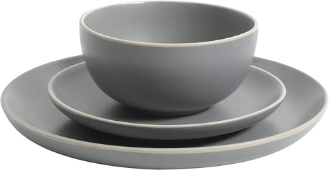 Home Rockaway 12-Piece Dinnerware Set Service for 4, Grey Matte -