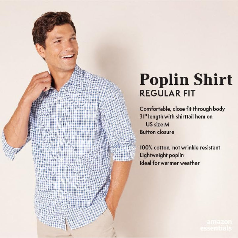 Men'S Regular-Fit Long-Sleeve Casual Poplin Shirt