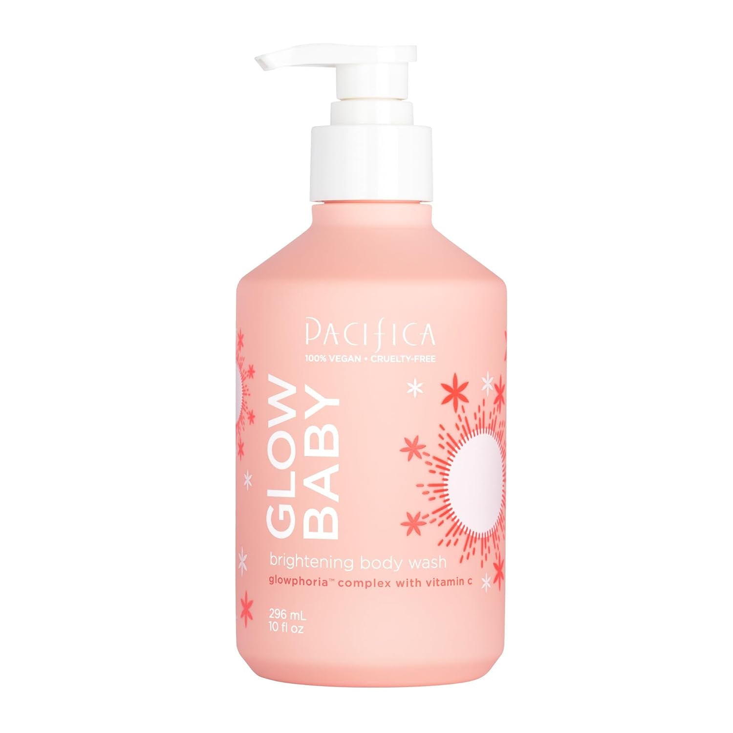 Beauty Glow Baby Brightening Body Wash with Pump, Bath and Shower Gel, Vitamin C, Niacinamide, Kakadu Plum, Hydrating, Cleansing, Glowing Skin, Body Care, Vegan, 12 Fl Oz (1 Count)