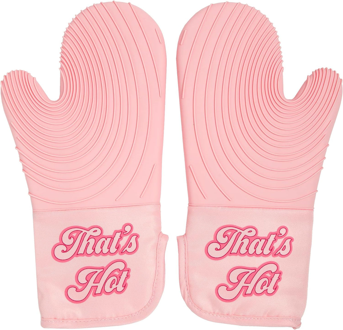 THAT'S HOT Pink Oven Mitt Set, Heat Resistant Pot Holders Featuring Non-Slip Textured Silicone Grips, 2-Piece Set, Pink