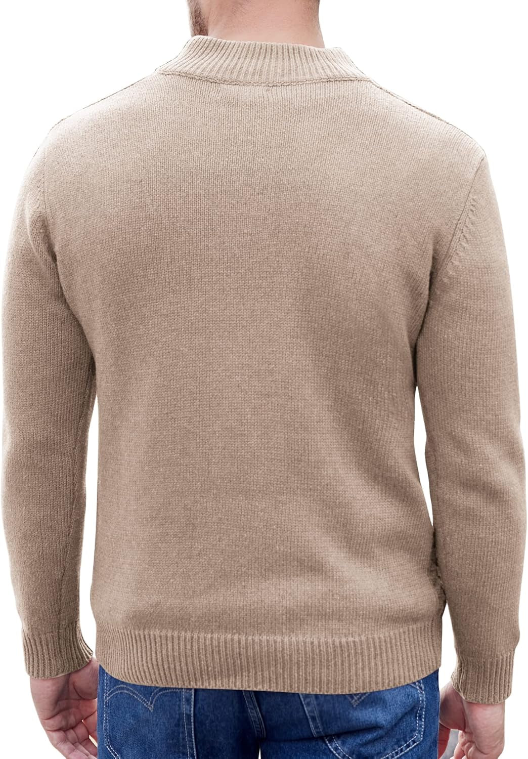 Men Mock Neck Button Sweater Casual Knitted Sweaters Fashion Henley Sweater