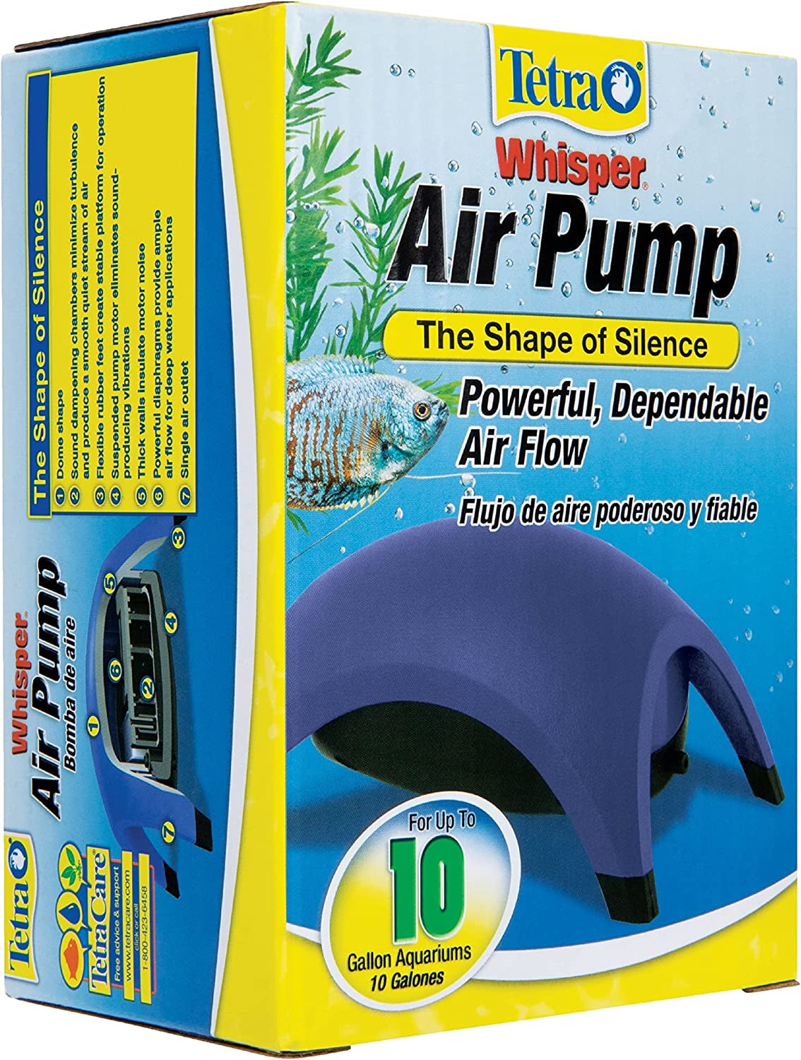 Whisper Air Pump, for Aquariums, Powerful Airflow, Non-Ul Listed