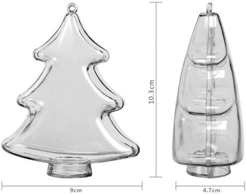 10PCS 10Cm DIY Clear Plastic Fillable Christmas Tree Shaped Ball Craft Ornament Hang Decorations