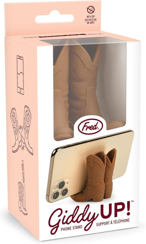 Giddy up Phone Stand, Brown, Cowboy Boot Tech Accessory, Fits Most Mobile Smartphones, Grippy Silicone, Fun Cowboy Boot Details