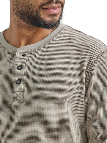 Men'S Long Sleeve Waffle Henley