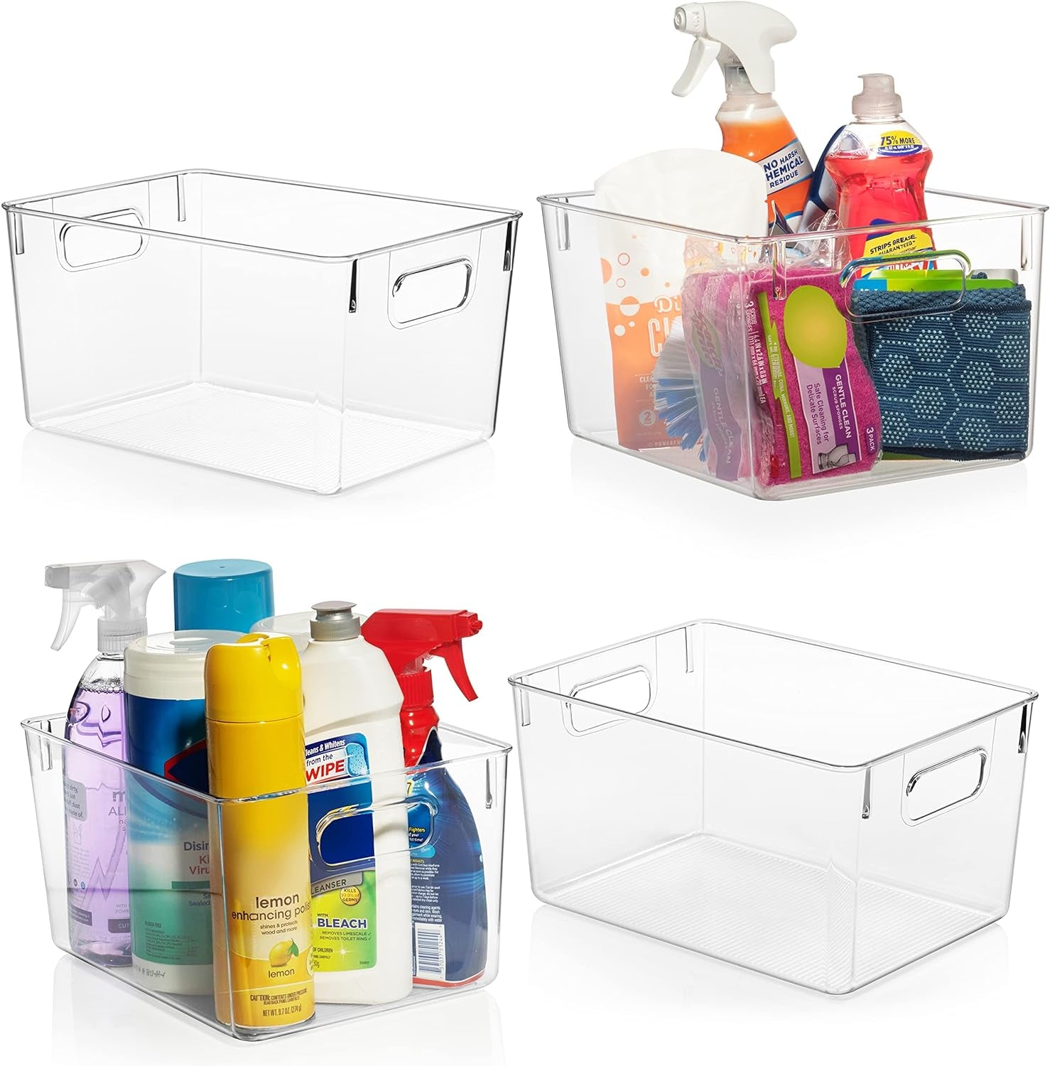 Clear Plastic Storage Bins – Pantry Organizers & Storage Containers, Cabinet Organizer - Home Organization Must Haves for Kitchen, Laundry Room, Office, Closet, Garage & Freezer