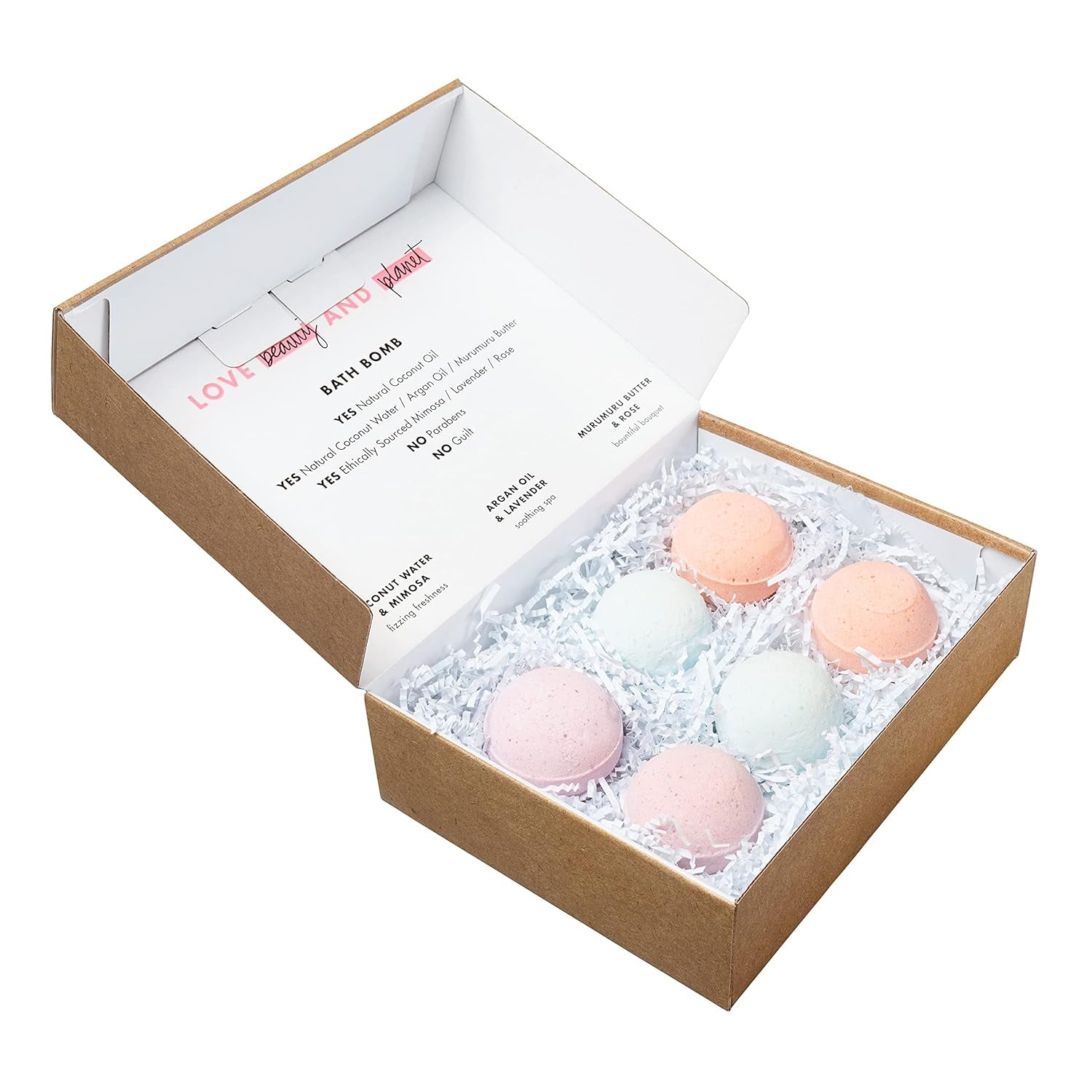 Bath Bombs Gift Set Gift Ideas for Her, Wife, Bath and Body Pampering Gift Set Murumuru Butter and Rose, Coconut Water and Mimosa Flower, Argan Oil and Lavender Paraben Free