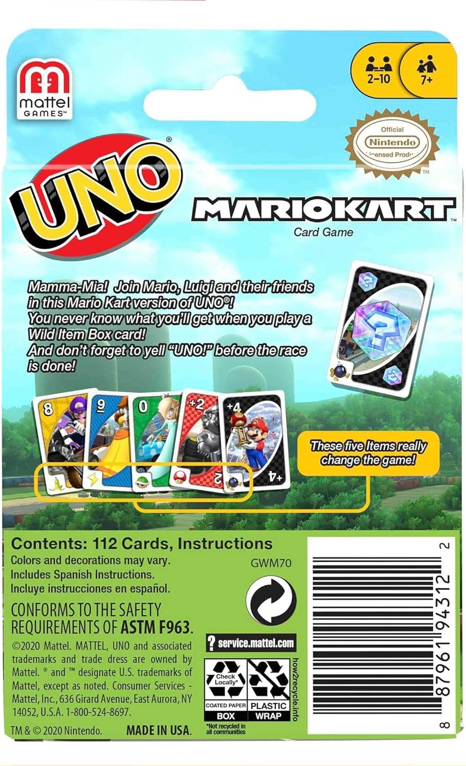 ​UNO Mario Kart Card Game for Kids, Adults, Family and Game Night with Special Rule for 2-10 Players