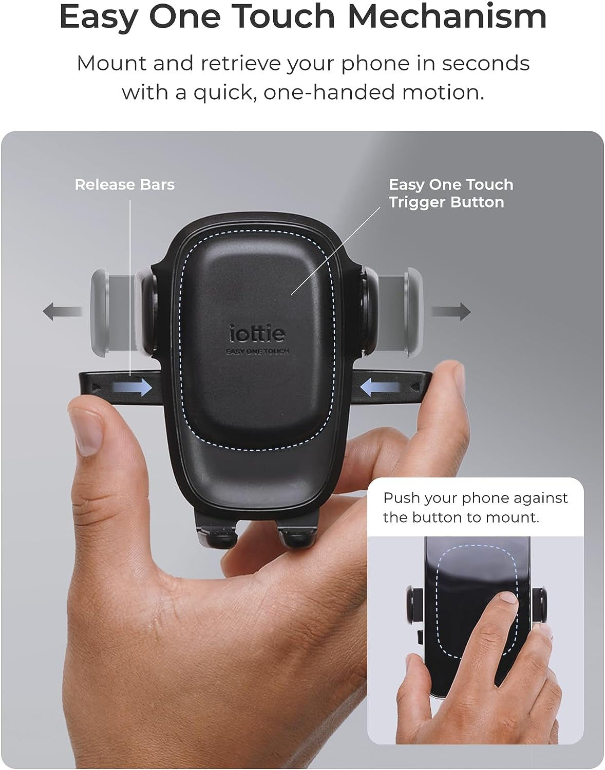 Easy One Touch 6 Universal Car Mount Dashboard & Windshield Suction Cup Phone Holder for Iphone Samsung, Google, All Smartphones