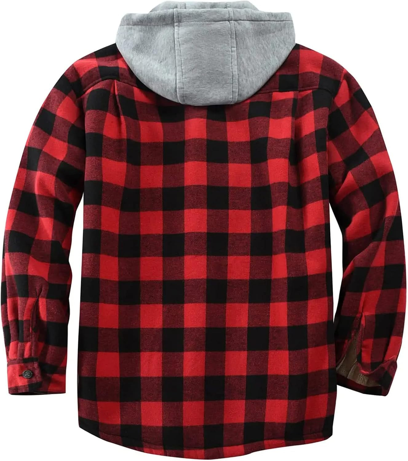 Flannel Shirt Jacket Men Fleece Hoodie Sherpa Lined Plaid Button down Fall Winter Jackets with Hood