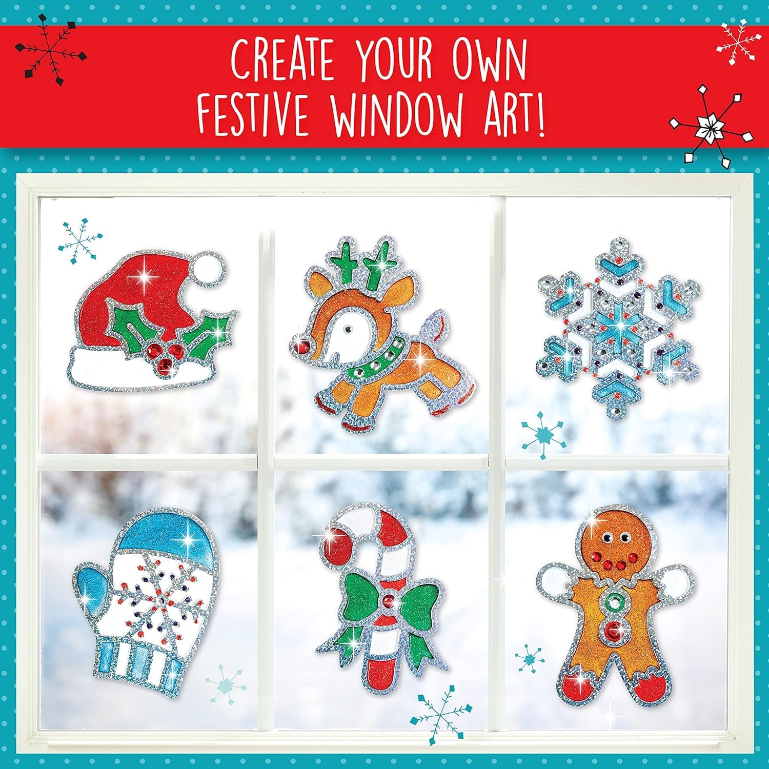 Easy Sparkle Window Art Craft Kit - Christmas and Holiday Activities