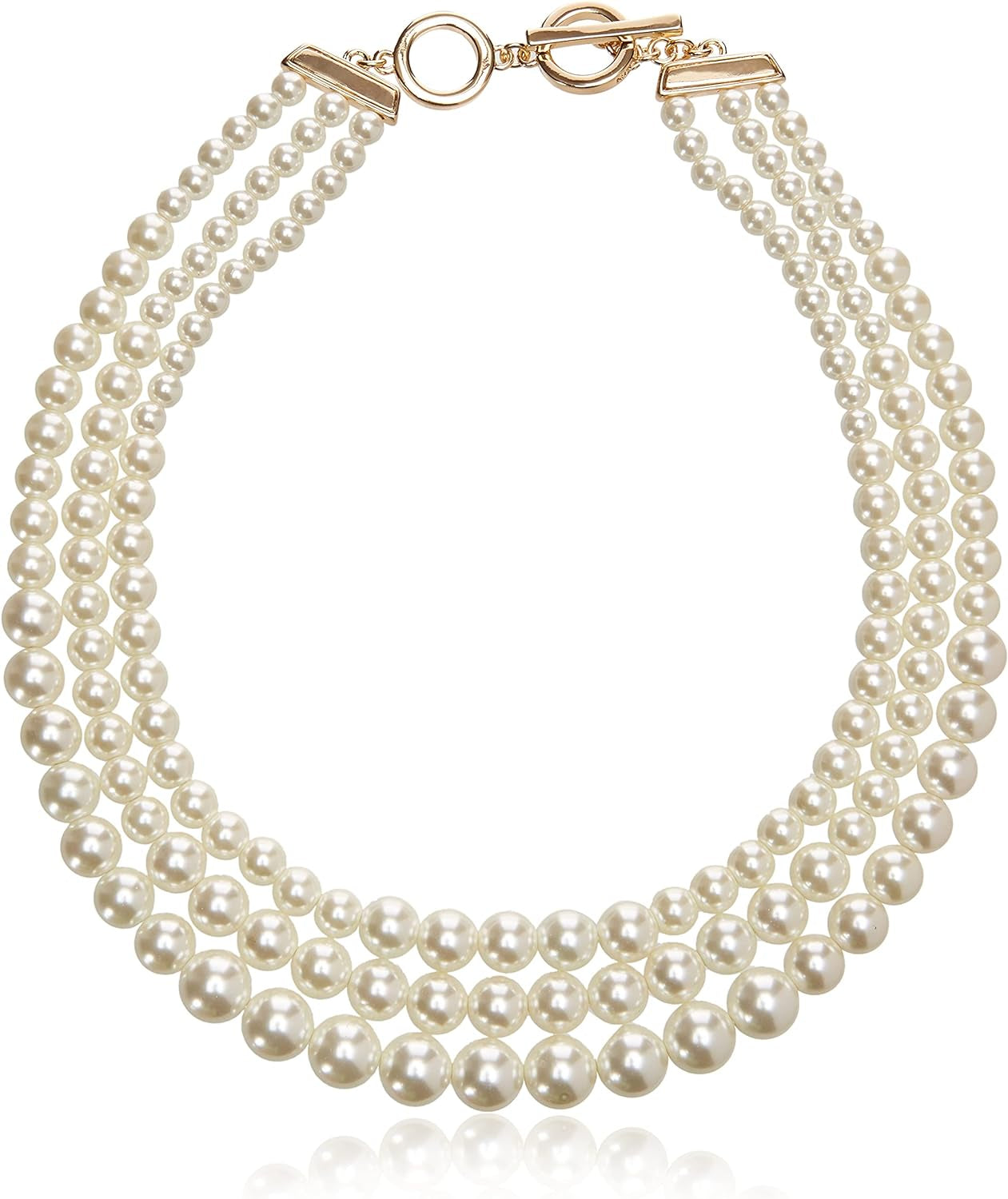 Women'S Gold-Tone Blanc Pearl Collar Necklace