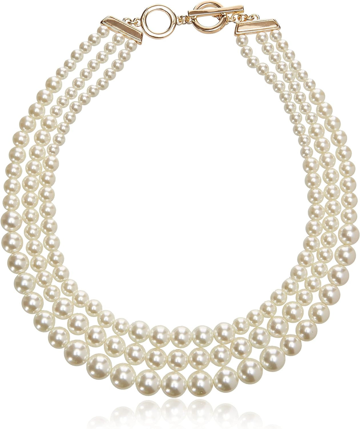 Women'S Gold-Tone Blanc Pearl Collar Necklace