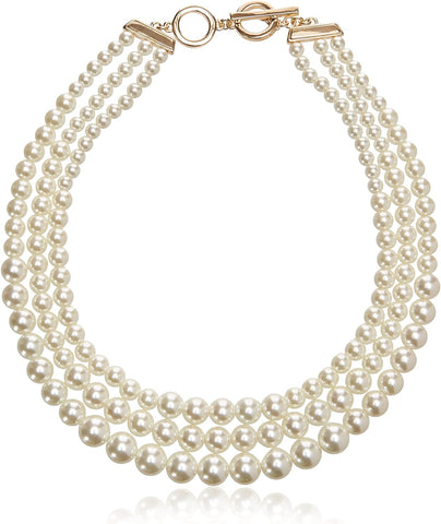 Women'S Gold-Tone Blanc Pearl Collar Necklace