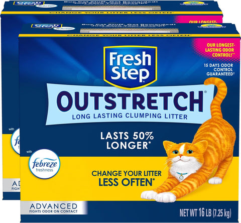 Outstretch, Clumping Cat Litter, Advanced, Extra Large, 32 Pounds Total (2 Pack of 16Lb Boxes)