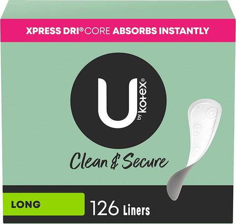 Clean & Secure Panty Liners, Light Absorbency, Long Length, 126 Count (Packaging May Vary)