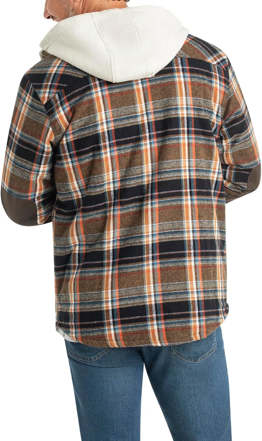 Men'S Camp Night Berber Lined Hooded Flannel Shirt Jacket