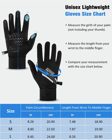 Lightweight Running Gloves Warm Gloves Mittens Liners Women Men Touch Screen Gloves Cycling Bike Sports Compression Gloves for Winter Early Spring or Fall, 6 Colors, 3 Sizes