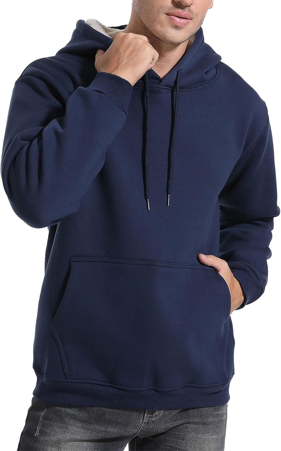 Men'S Casual Fleece Sherpa Lined Hoodie Winter Warm Pullover Hooded Sweatshirt