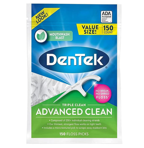 Triple Clean Advanced Clean Floss Picks, No Break & No Shred Floss, 150 Count, (Packaging May Vary)