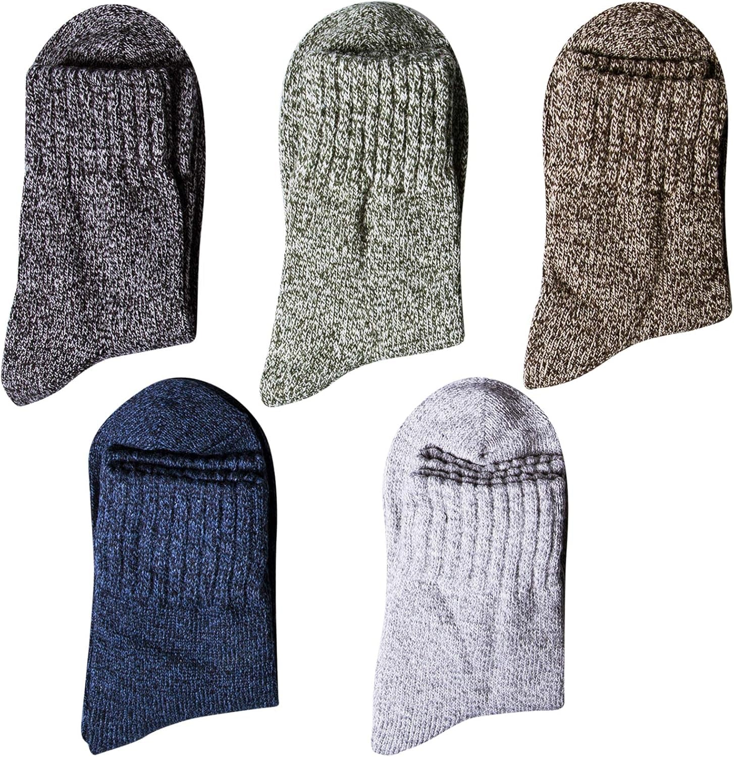 Pack of 5 Womens Winter Socks Warm Thick Knit Wool Soft Vintage Casual Crew Socks Gifts