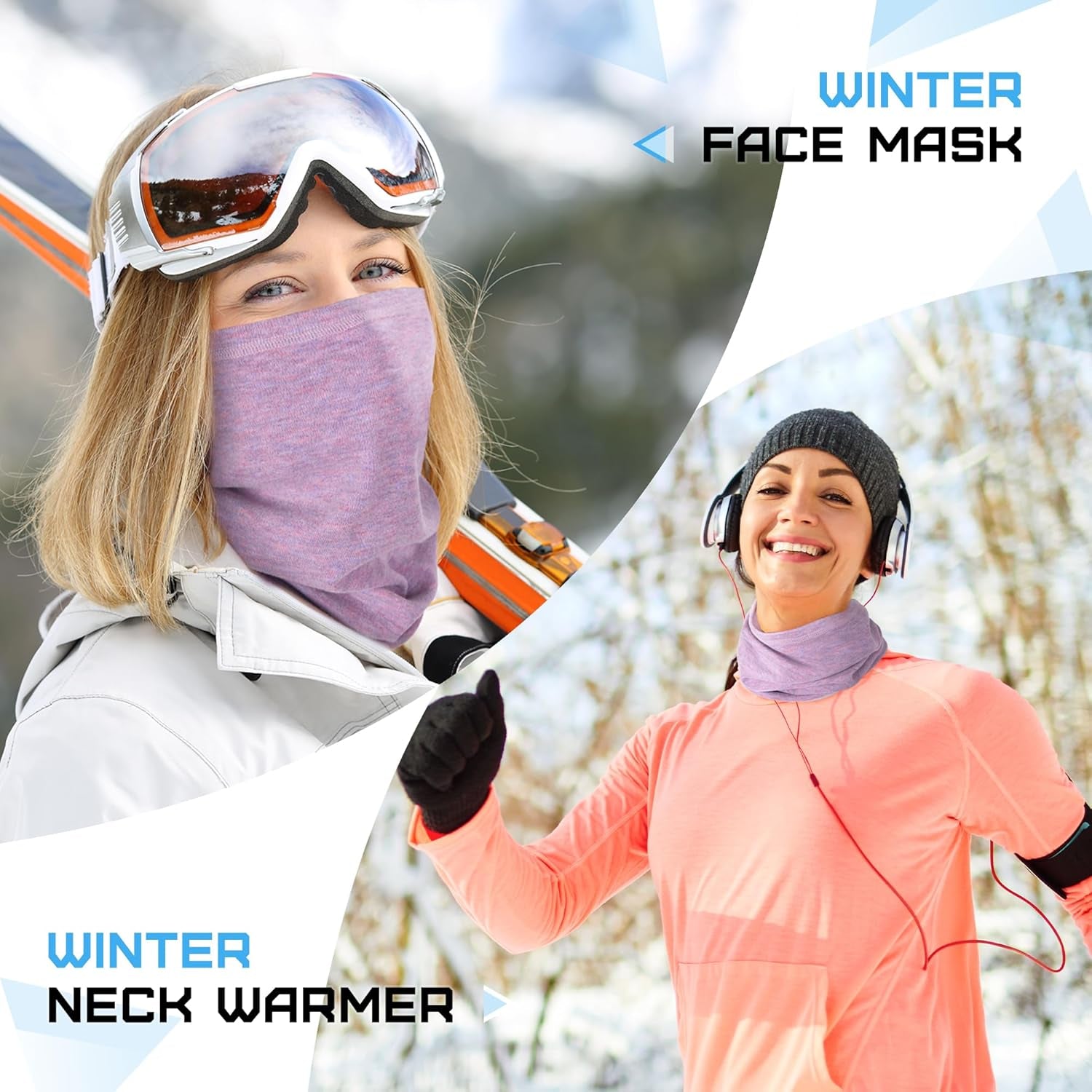 Winter Neck Gaiter Warmer, Soft Fleece Face Mask Scarf for Cold Weather Skiing Cycling Outdoor Sports