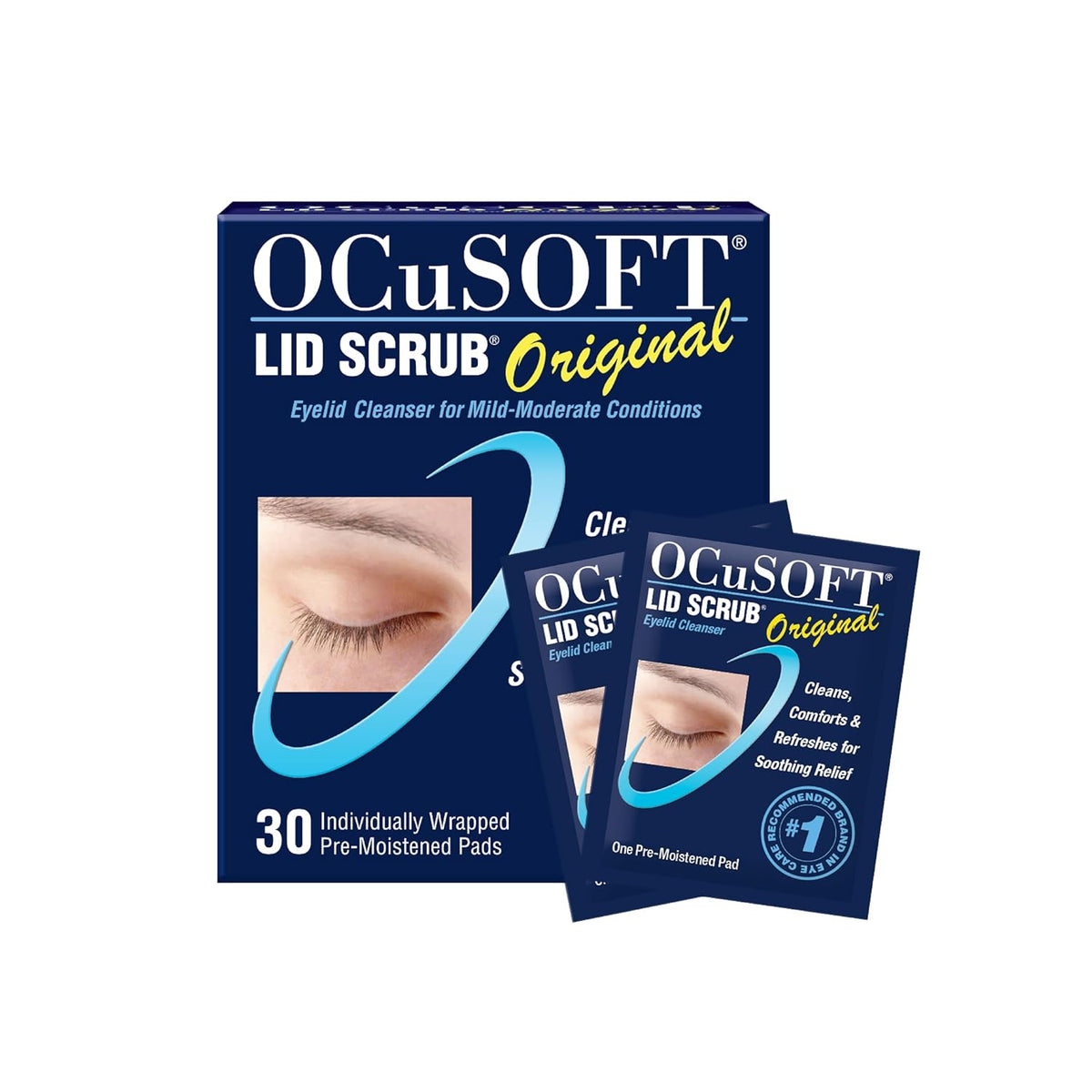 Lid Scrub Original Eyelid Cleanser - Pre-Moistened Eyelid Wipes for Mild to Moderate Conditions - Eyelid Cleanser to Clean, Comfort & Soothe Irritated Eyelids - 30 Count