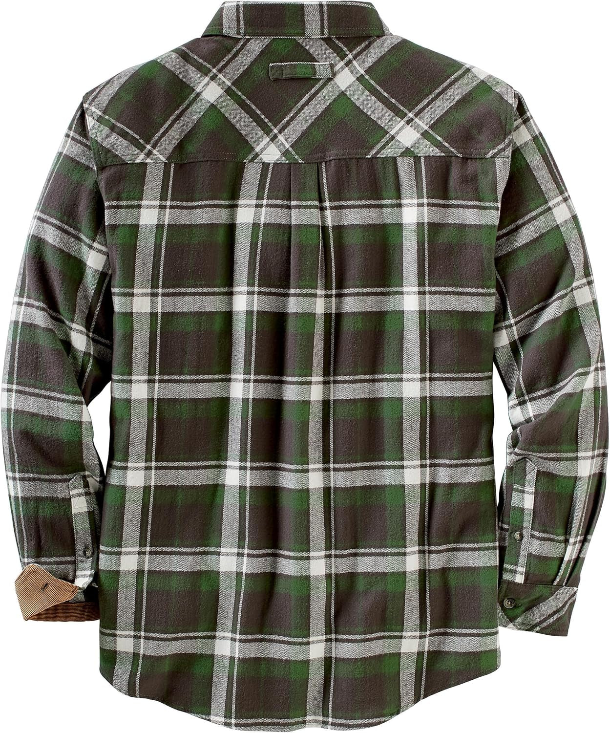 Men'S Buck Camp Flannel, Long Sleeve Plaid Button down Casual Shirt, Corduroy Cuffs