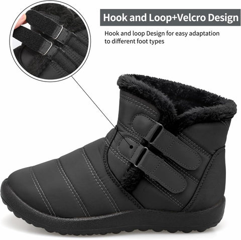 Mens Snow Boots Women Winter Anti-Slip Ankle Booties Waterproof Slip on Warm Fur Lined Sneaker